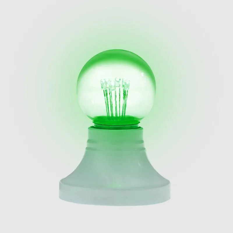Лампа шар e27 6 LED  Ø45мм - зеленая, прозрачная колба, эффект лампы накаливания | 405-124 | NEON-NI
