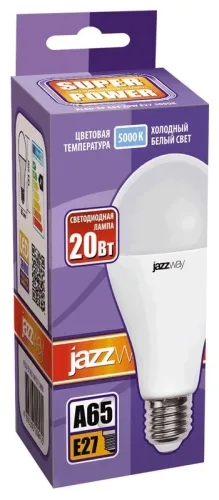 Лампа светодиодная 20 Вт E27 5000 K 1800 Lm 230 град PLED Power JAZZWAY .5009462A