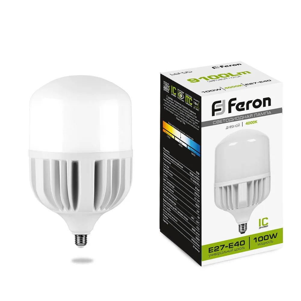 Лампа светодиодная LB-65 100Вт T140 4000К E27-E40 230В FERON 38219