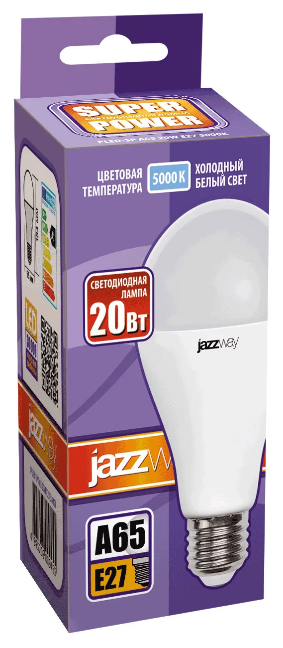 Лампа светодиодная 20 Вт E27 5000 K 1800 Lm 230 град PLED Power JAZZWAY .5009462A