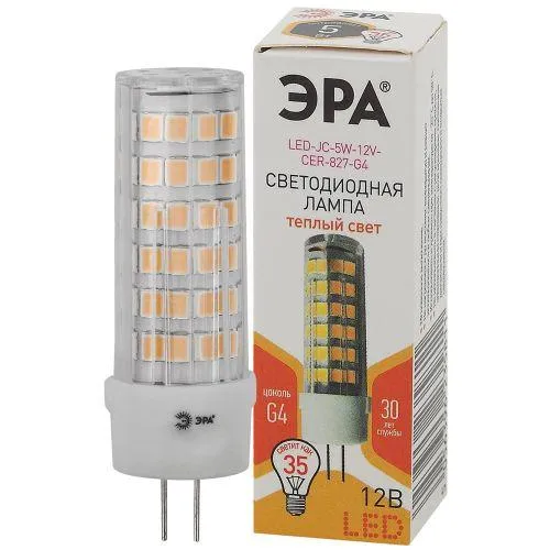 Лампа светодиодная STD LED JC-5W-12V-CER-827-G4 5Вт керамика капсула теплый белый свет | Б0056749 | 