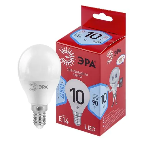 Лампа светодиодная LED P45-10W-840-E14 R (диод, шар, 10Вт, нейтр, E14) | Б0050233 | ЭРА