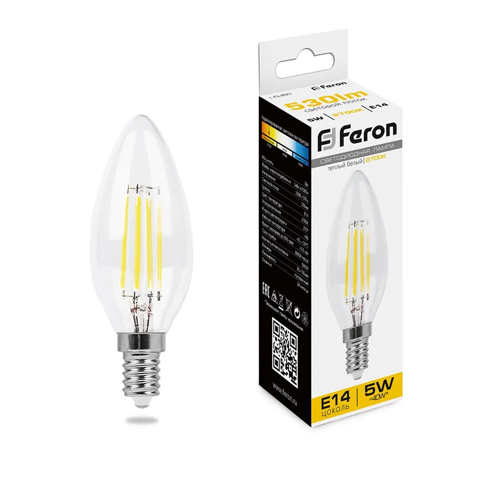 Лампа светодиодная LB-58 5Вт 2700К E14 230В FERON 25572