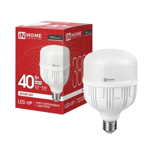 Лампа светодиодная высокомощная LED-HP-PRO 40Вт цилиндр 4000К нейтр. бел. E27 3800лм 230В с адаптеро