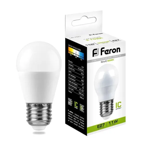 Лампа светодиодная LB-750 11Вт G45 шар 4000К E27 230В FERON 25950