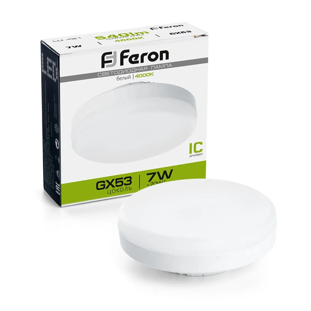 Лампа светодиодная LB-451 7Вт 4000К GX53 230В FERON 25828