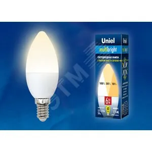 Лампа светодиодная LED-C37-6W/WW/E14/FR/MB PLM11WH Multibright 6Вт свеча матовая 3000К тепл. бел. E1