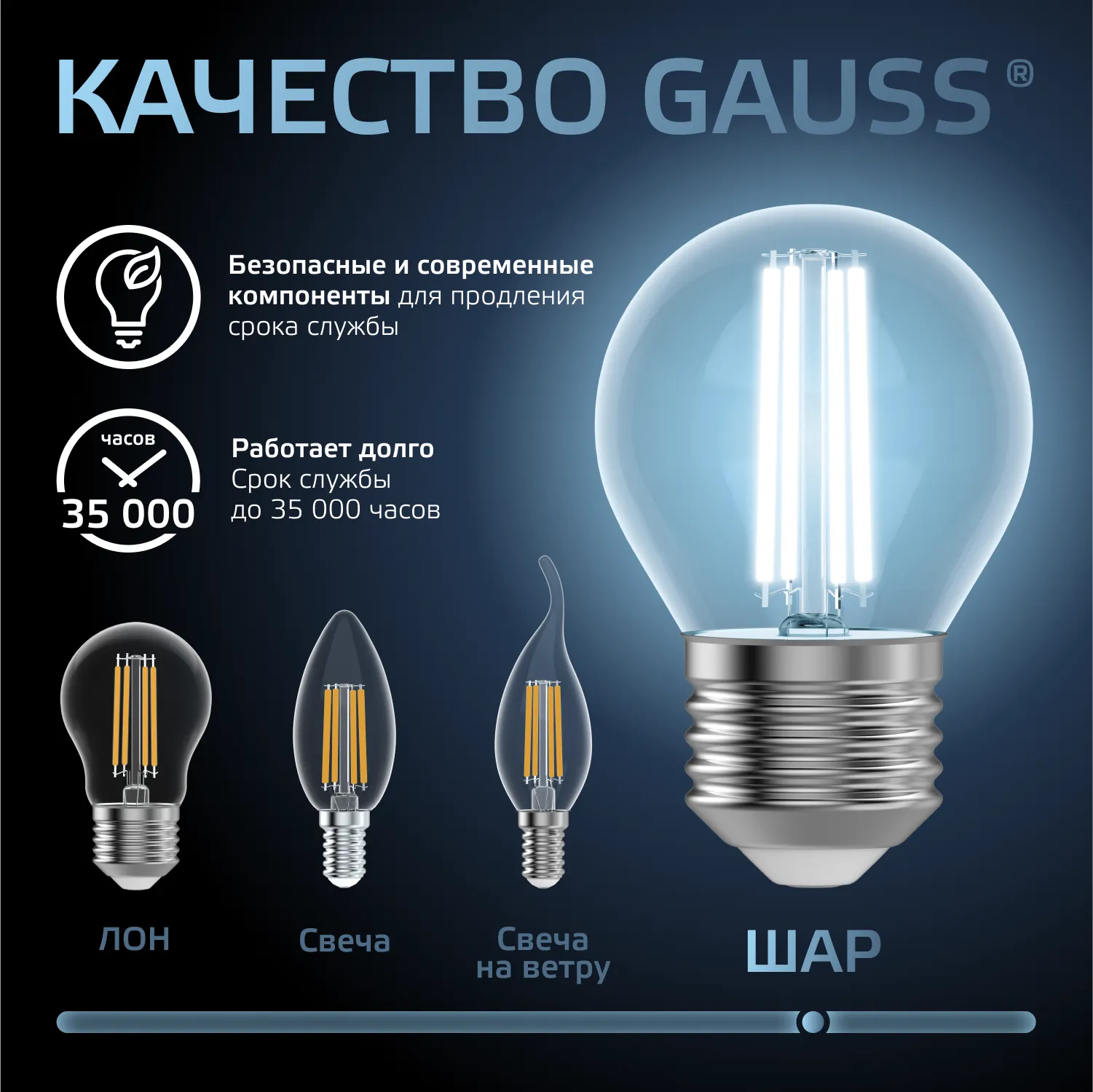 Лампа светодиодная филаментная Black Filament 11Вт P45 шар 4100К нейтр. бел. E27 830лм GAUSS 1058022