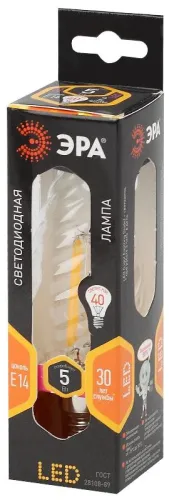 Лампа светодиодная F-LED BTW-5W-827-E14 Лампы СВЕТОДИОДНЫЕ F-LED ЭРА (филамент, свеча витая, 5Вт, те