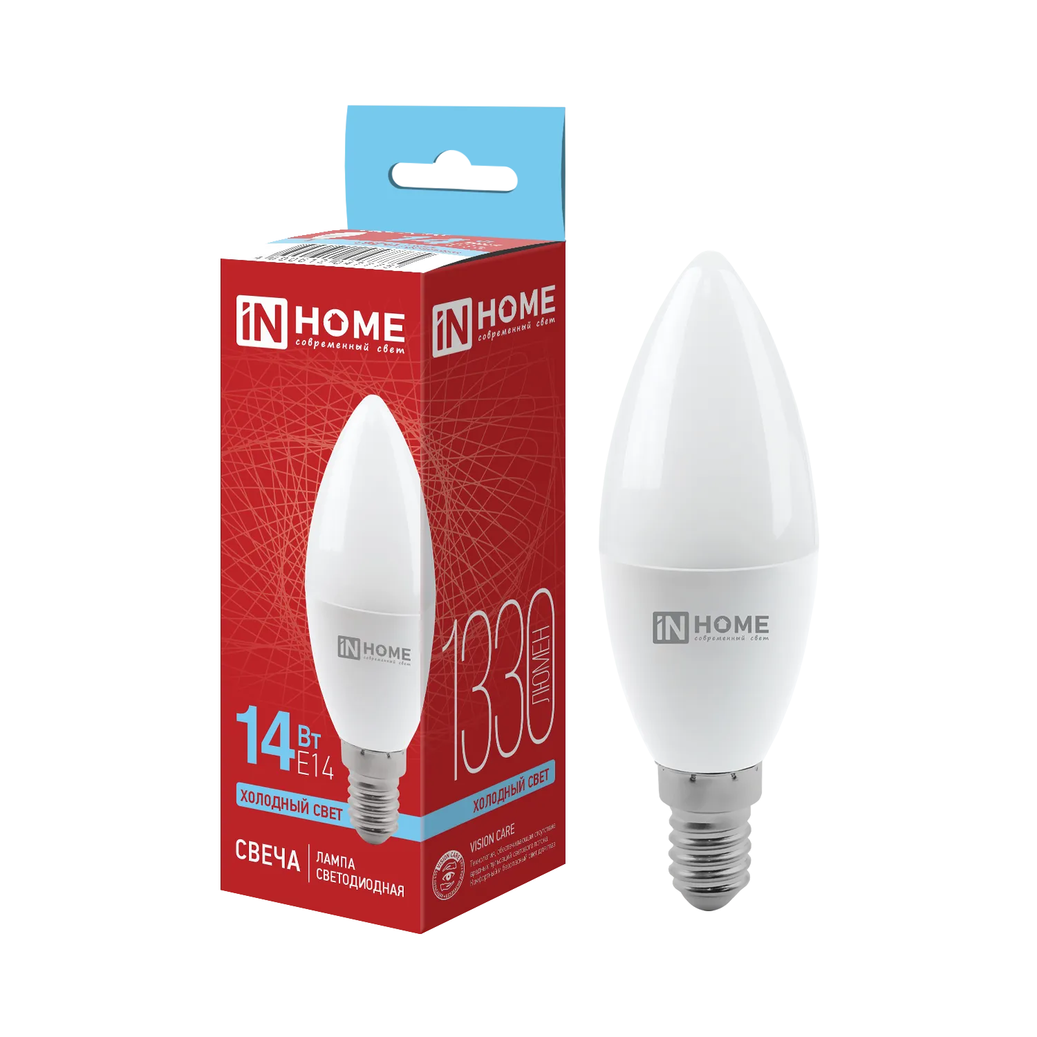 Лампа светодиодная LED-СВЕЧА-VC 14Вт E14 6500К 1330лм IN HOME 4690612047775