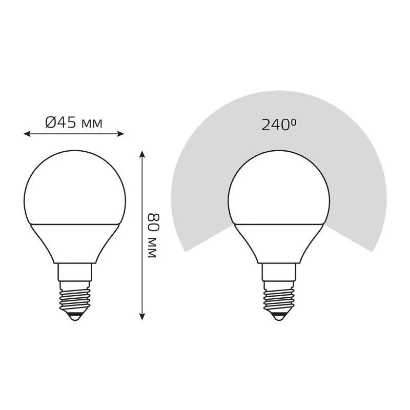 Лампа светодиодная Elementary 10Вт P45 шар 4100К нейтр. бел. E14 730лм GAUSS 53120