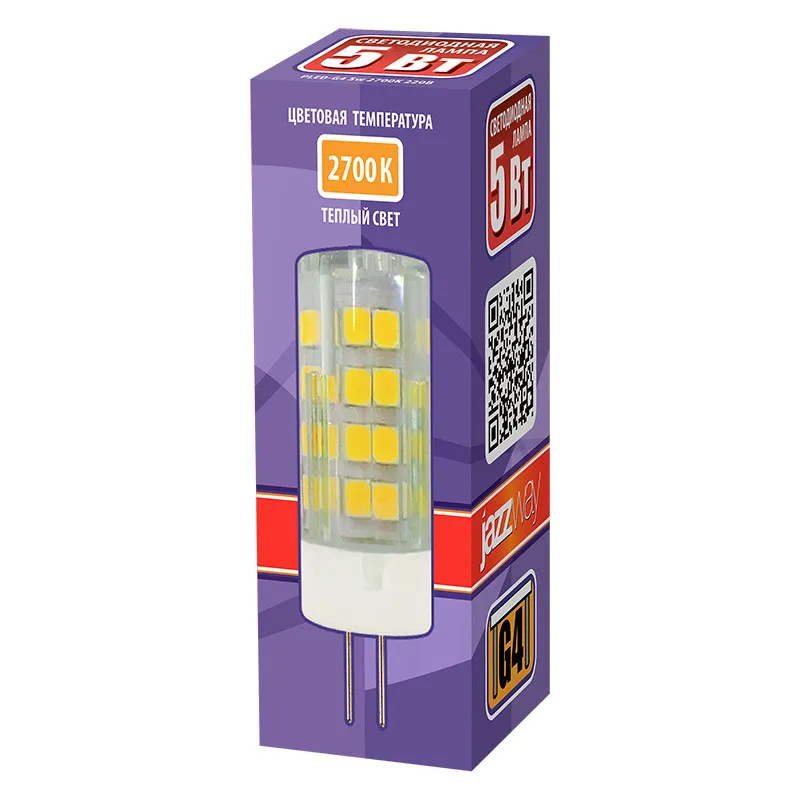 Лампа светодиодная LED 5Вт G4 220В 2700К PLED-G4 капсульная | 5000940 | Jazzway