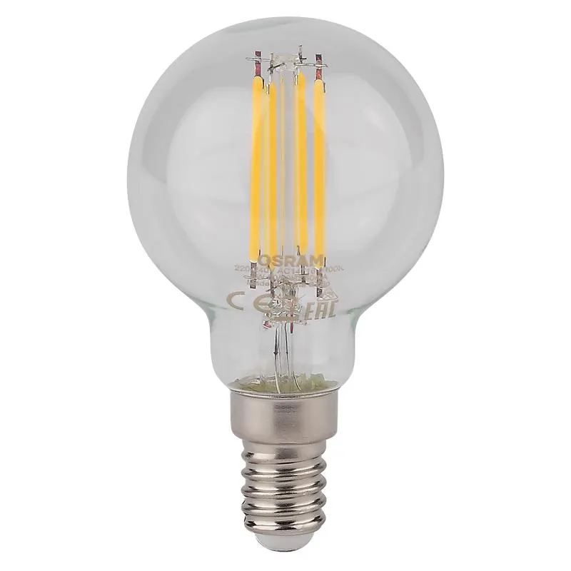 Лампа светодиодная филаментная LED STAR Classic P 5W, прозрачная колба, Е14 LSCLP60D 5W/827 230V FIL
