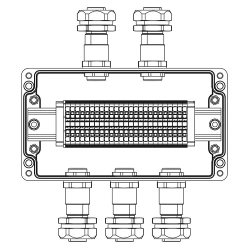 Коробка взрывозащищенная клеммная из полиэстера TBE-P-04-(25xHMM.2)-2xKAEPM2MHK-20(A)-3xKAEPM2MHK-20