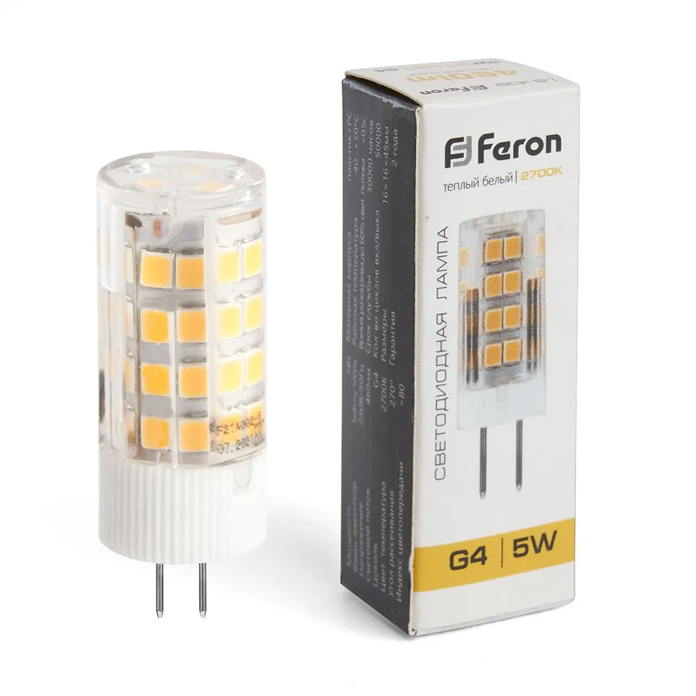 Лампа светодиодная LB-432 5Вт JCD 2700К G4 230В FERON 25860