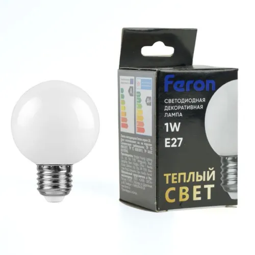 Лампа светодиодная LB-37 1Вт G45 шар матовая 2700К E27 230В FERON 25878