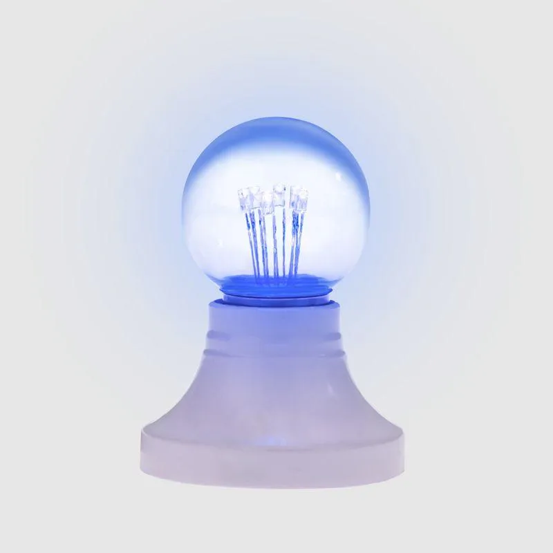 Лампа шар e27 6 LED  Ø45мм - синяя, прозрачная колба, эффект лампы накаливания | 405-123 | NEON-NIGH