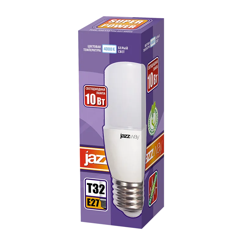 Лампа светодиодная LED 10Вт Е27 220В 4000К PLED- T32/115 new трубчатая | 5005020 | Jazzway