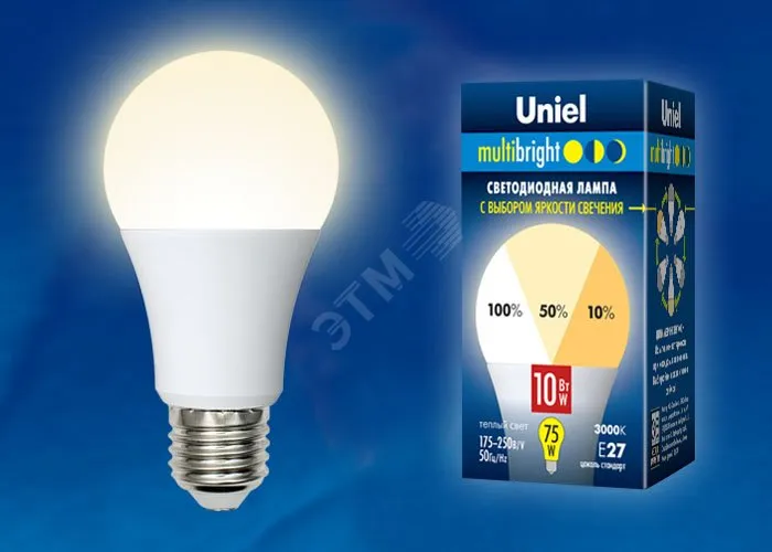 Лампа светодиодная LED-A60-10W/WW/E27/FR/MB PLM11WH Multibright 10Вт грушевидная матовая 3000К тепл.