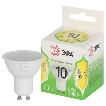 Лампа светодиодная GREEN LINE MR16-10W-830-GU10 GL GU10 10Вт софит свет тепл. Эра Б0067006