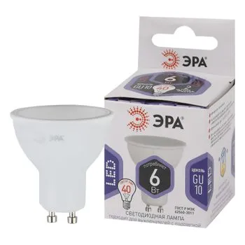 Лампа светодиодная LED MR16-6W-860-GU10 (диод, софит, 6Вт, холод, GU10) (10/100/4800) | Б0049070 | Э