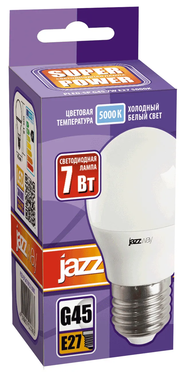 Лампа светодиодная LED 7Вт Е27 220В 5000К PLED- SP G45 шар | 1027887-2 | Jazzway