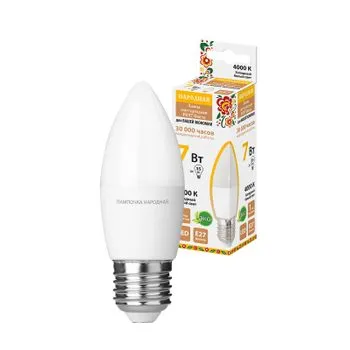 Лампа светодиодная FС37-7 Вт-230 В -4000 К–E27 Народная | SQ0340-1543 | TDM
