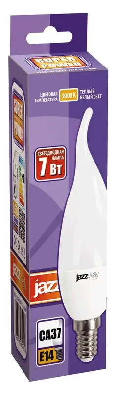Лампа светодиодная 7 Вт E14 3000 K 520 Lm 160 град PLED Power JAZZWAY .1027894-2