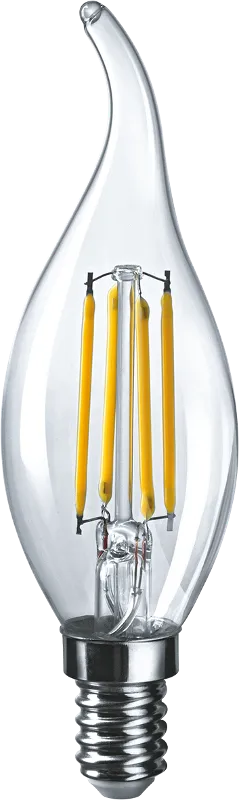 Лампа светодиодная LED 6Вт Е14 230В 4000К NLL-F-FC35-6-230-4K-E14 свеча на ветру прозрачная | 61357 