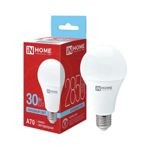 Лампа светодиодная LED-A70-VC 30Вт грушевидная 6500К холод. бел. E27 2850лм 230В IN HOME 46906120241