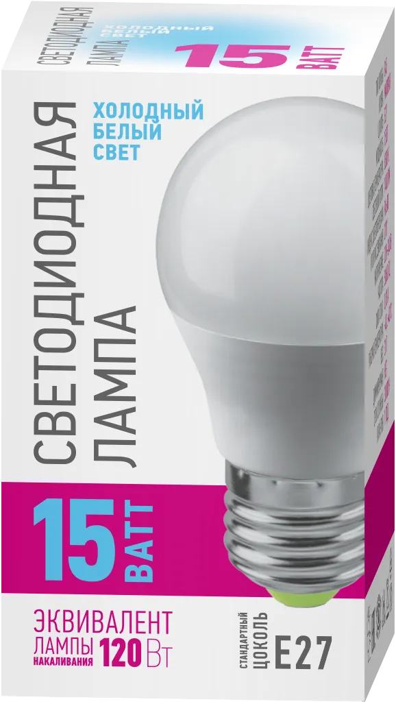 Лампа светодиодная 15вт OLL-G45-15-230-6.5K-E27-PROMO ОНЛАЙТ