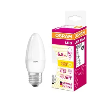 Лампа светодиодная 6.5 Вт E27 3000 K 550 Lm 200 град. OSRAM 4058075134232