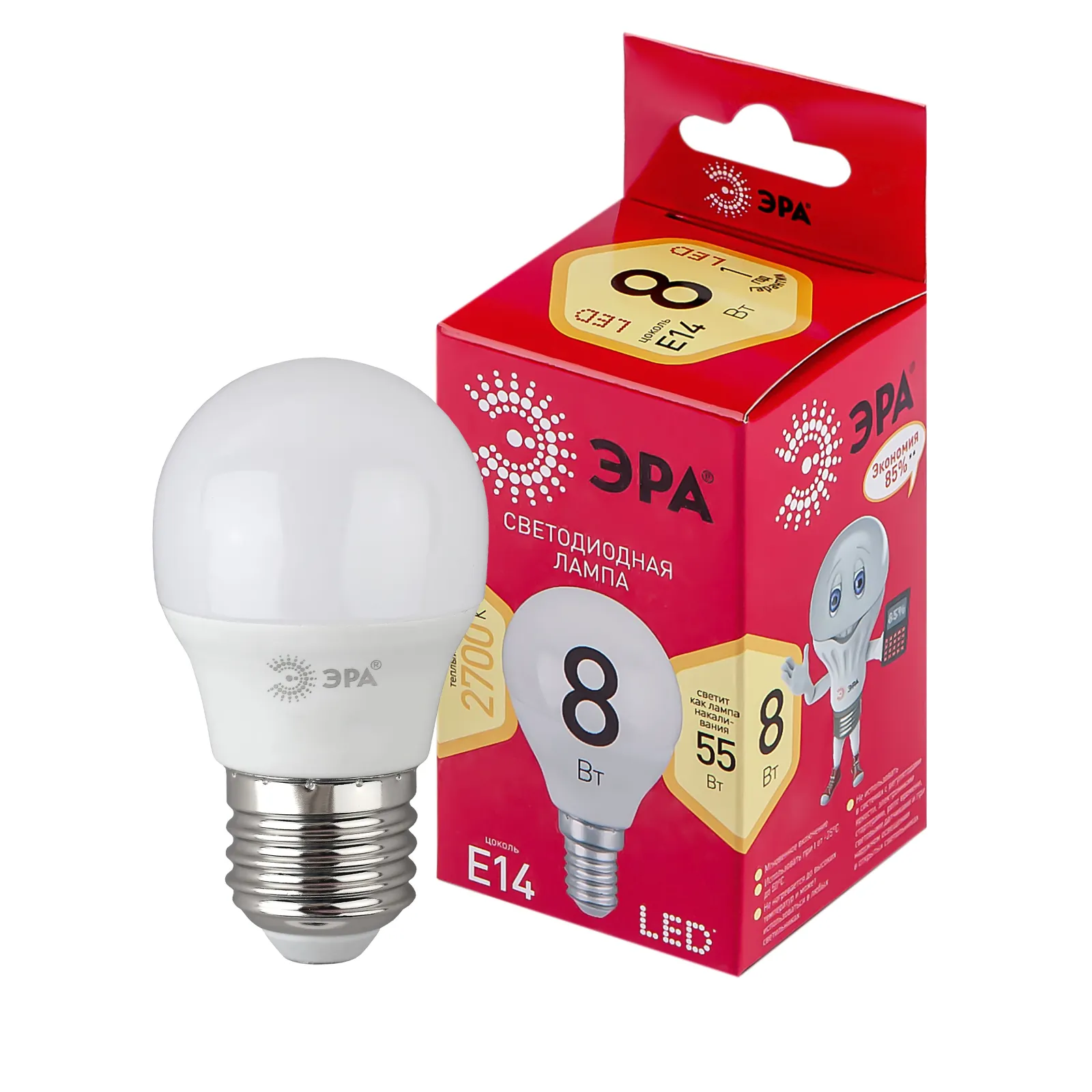 Лампа светодиодная RED LINE LED P45-8W-827-E14 R Е14 / E14 8 Вт шар теплый белый свет | Б0050697 | Э
