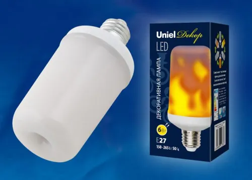 Лампа светодиодная LED-L60-6W-FLAME-E27-FR PLD01WH 6Вт матовая E27 декоративная (упак. картон) Uniel