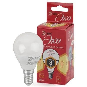 Лампа светодиодная LED P45-8W-827-E14(диод,шар,8Вт,тепл,E14)