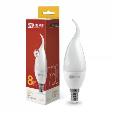 Лампа светодиодная LED-СВЕЧА НА ВЕТРУ-VC 8Вт свеча на ветру 3000К тепл. бел. E14 760лм 230В IN HOME 