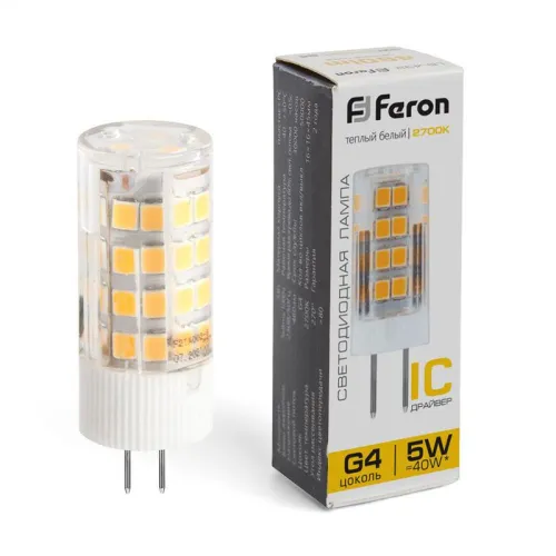 Лампа светодиодная LB-432 5Вт JCD 2700К G4 230В FERON 25860