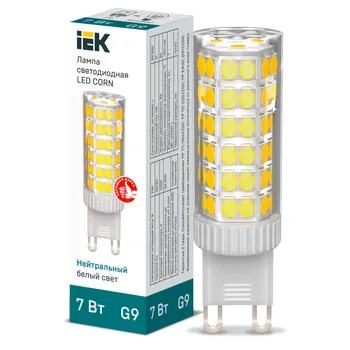 Лампа LED CORN капсула 7Вт 230В 4000К керамика G9 IEK LLE-CORN-7-230-40-G9