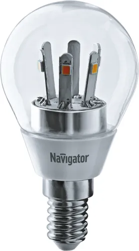 Лампа светодиодная LED 5Вт Е14 230В 2700К NLL-G45-5-230-2.7K-E14-CL шарик прозрачный | 71294 | Navig