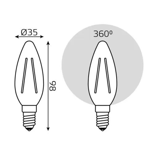Лампа светодиодная филаментная Black Filament 7Вт свеча 4100К нейтр. бел. E14 580лм GAUSS 103801207