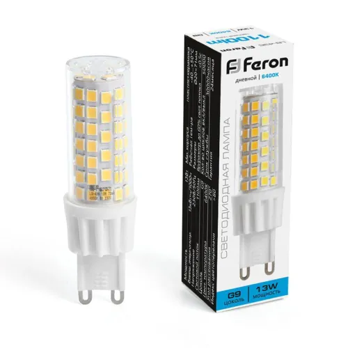 Лампа светодиодная LB-436 13Вт JCD 6400К G9 230В FERON 38154