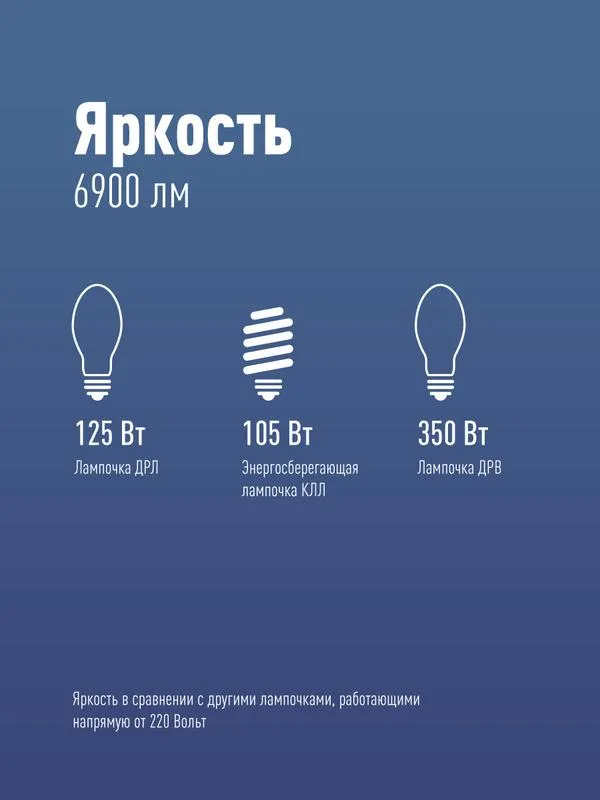 Лампа светодиодная высокомощная HWLED 80Вт 220В E27 6500К (переходник с E27 на E40 в комплекте) КОСМ