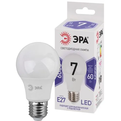 Лампа светодиодная СТАНДАРТ LED A60-7W-860-E27 (диод, груша, 7Вт, хол, E27) | Б0044087 | ЭРА