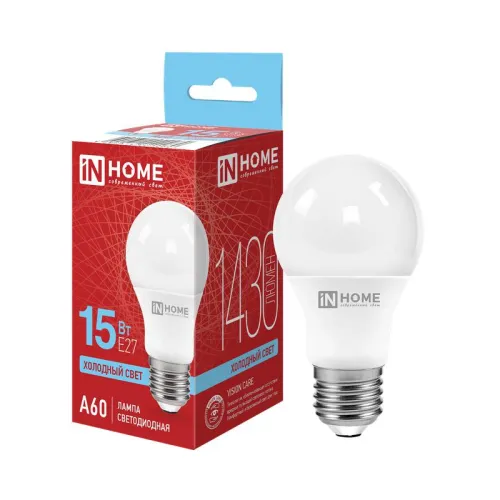 Лампа светодиодная LED-A60-VC 15Вт грушевидная 6500К холод. бел. E27 1430лм 230В IN HOME 46906120202