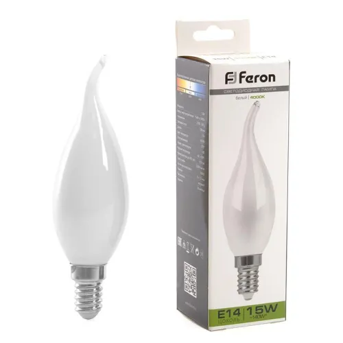 Лампа светодиодная LB-718 15Вт матовая 4000К E14 230В FERON 38262
