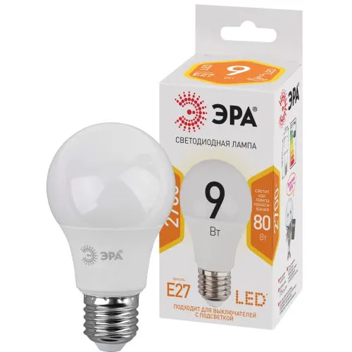 Лампа светодиодная LED 9Вт 827 Е27 220В 2700К LED А60 груша | Б0032246 | ЭРА