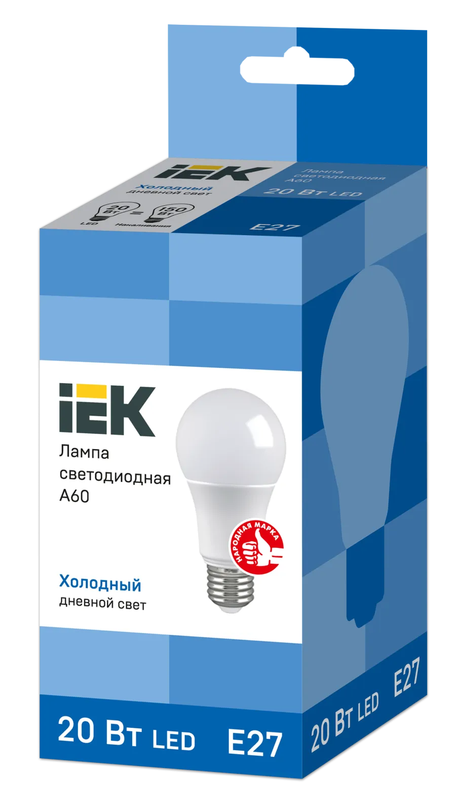 Лампа светодиодная Eco 20Вт A60 грушевидная 4000К нейтр. бел. E27 230В IEK LLE-A60-20-230-40-E27