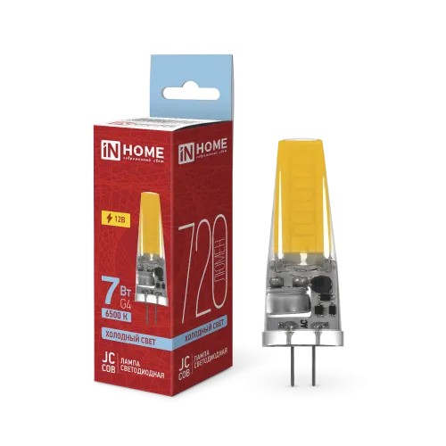 Лампа светодиодная LED-JC-COB 7Вт 12В G4 6500К 720лм IN HOME 4690612060293