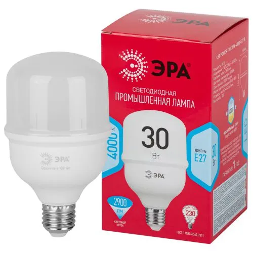 Лампа светодиодная высокомощная RED LINE LED POWER T80-30W-4000-E27 R 30Вт Т80 колокол 4000 К нейтр.