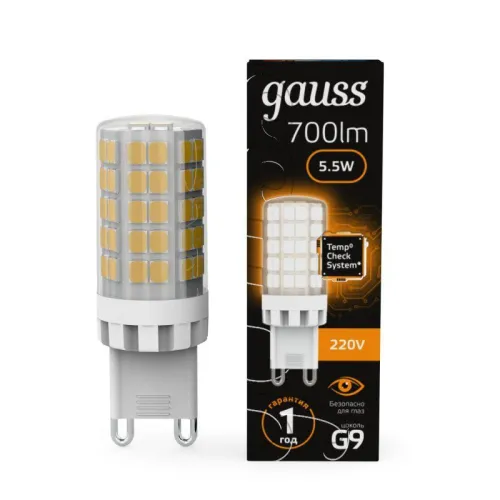 Лампа светодиодная 5.5 Вт G9 3000 K 610 Lm 360 град. Gauss 107009106